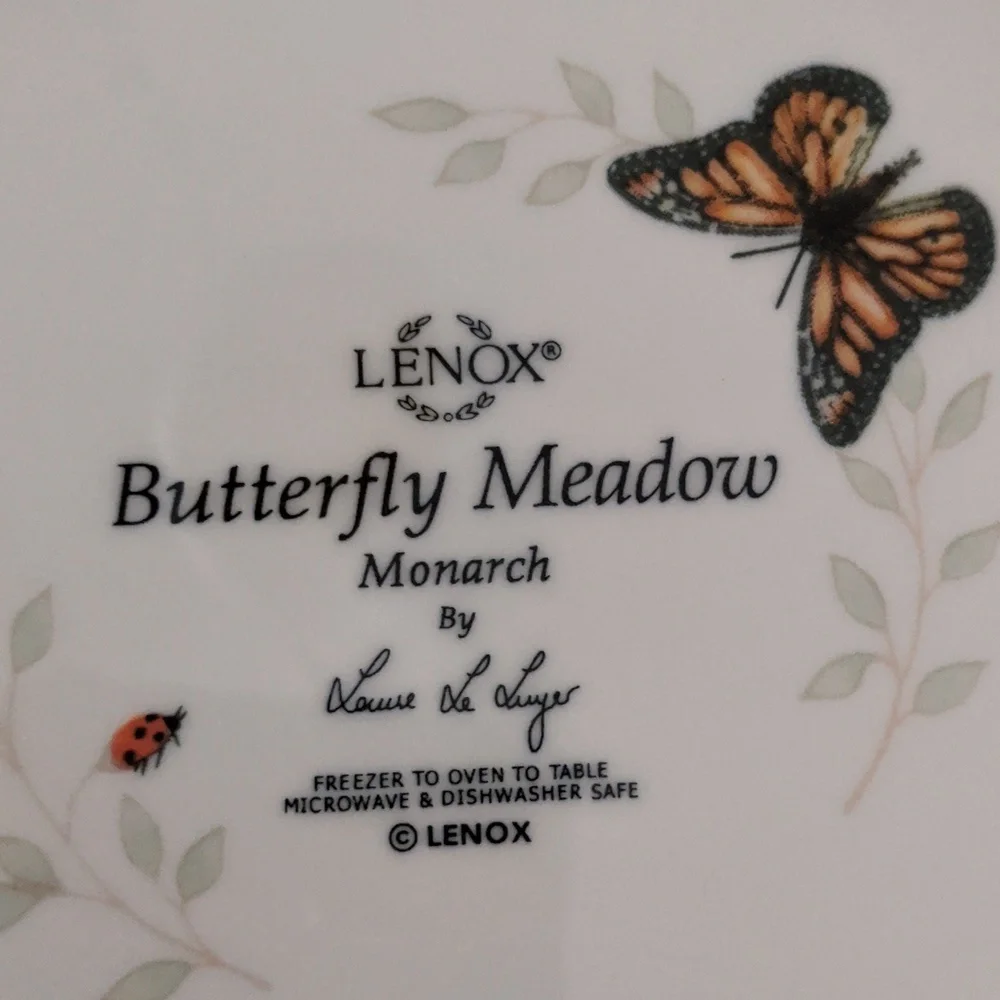 LENOX salad plate Butterfly Meadow Monarch  ladybug flower spring Easter scallop